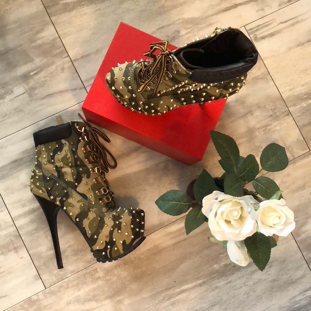 Combat Stiletto Ankle Boots